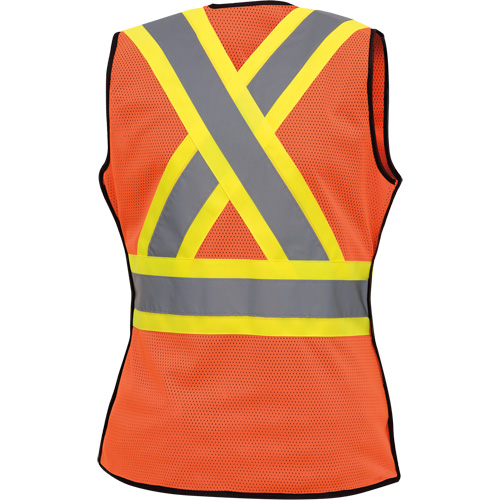 486 Women's High-Visibility Safety Tear-Away Vest, High Visibility Orange, X-Small, Polyester Mukwa Safety Services