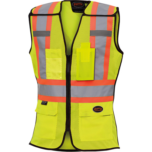 489 Women's High-Visibility Safety Tear-Away Vest, High Visibility Lime-Yellow, X-Small, Polyester Mukwa Safety Services