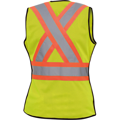 489 Women's High-Visibility Safety Tear-Away Vest, High Visibility Lime-Yellow, X-Small, Polyester Mukwa Safety Services