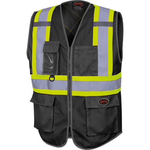 6959BK Veste de s&eacute;curit&eacute; haute visibilit&eacute; en tricot chaîne avec fermeture &agrave; glissi&egrave;re, Noir, T-petit, Polyester Mukwa Safety Services