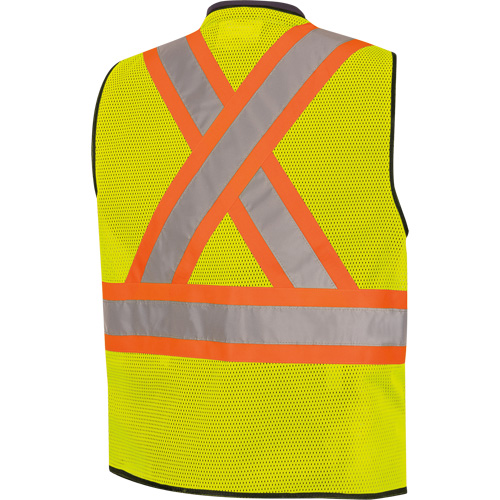 6895 High-Visibility Zip Front Bi-Colour Safety Vest, Black/High Visibility Lime-Yellow, 2X-Large/3X-Large, Polyester Mukwa Safety Services