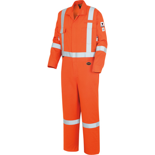 7708A Combines ignifuges et r&eacute;sistants aux arcs &eacute;lectriques &agrave; haute visibilit&eacute; The Rock FR-Tech, Taille 36, Orange haute visibilit&eacute;, 10 cal/cm² Mukwa Safety Services