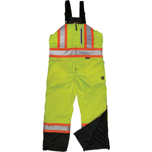 Ripstop Insulated Safety Bib Overall, Polyester, X-Small, High Visibility Lime-Yellow Mukwa Safety Services