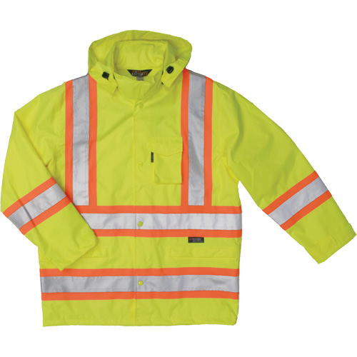 Manteau de s&eacute;curit&eacute; imperm&eacute;able en tissu ind&eacute;chirable Ripstop, Polyester, T-petit, Jaune lime haute visibilit&eacute; Mukwa Safety Services