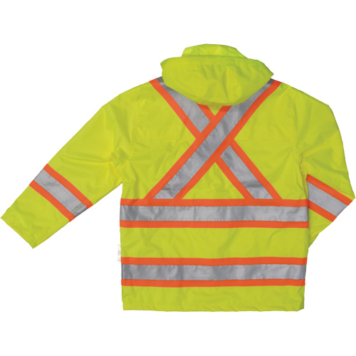 Manteau de s&eacute;curit&eacute; imperm&eacute;able en tissu ind&eacute;chirable Ripstop, Polyester, T-petit, Jaune lime haute visibilit&eacute; Mukwa Safety Services