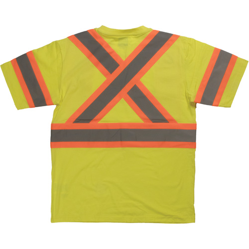 Short Sleeve Safety T-Shirt, Cotton, X-Small, High Visibility Lime-Yellow Mukwa Safety Services