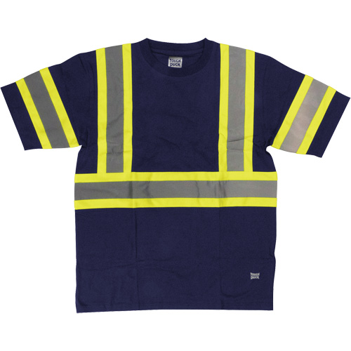 Short Sleeve Safety T-Shirt, Cotton, X-Small, Navy Blue Mukwa Safety Services