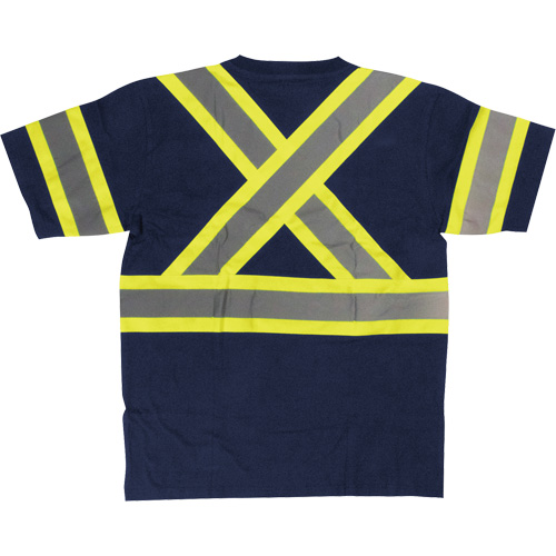Short Sleeve Safety T-Shirt, Cotton, X-Small, Navy Blue Mukwa Safety Services