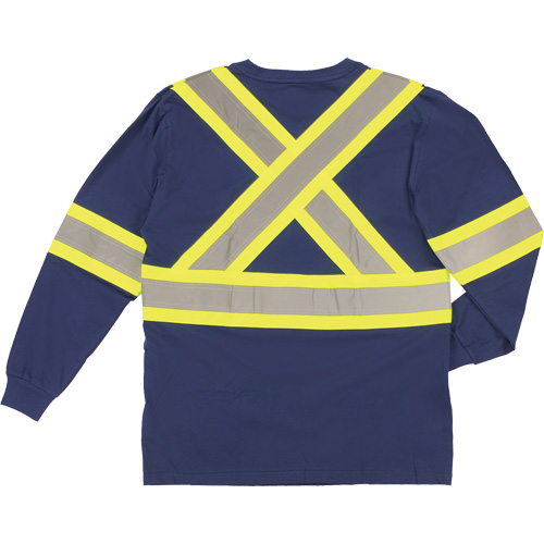 Long Sleeve Safety T-Shirt, Cotton, X-Small, Navy Blue Mukwa Safety Services