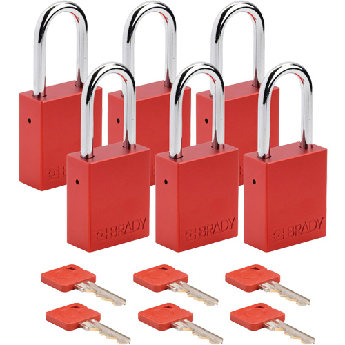 Cadenas de s&eacute;curit&eacute;, Cadenas de s&eacute;curit&eacute;, Cl&eacute;s identiques, Aluminium, Largeur de 1-1/2" Mukwa Safety Services