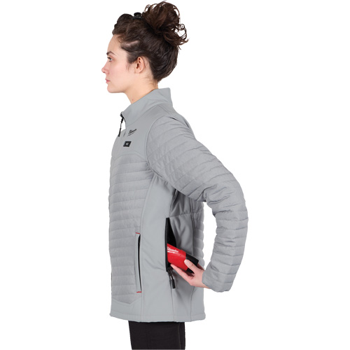M12 Heated Axis Jacket with Battery, Women's, Small, Grey Mukwa Safety Services