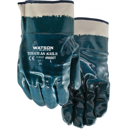 Tough-As-Nails Chemical-Resistant Gloves, Size X-Large, Cotton/Nitrile Mukwa Safety Services