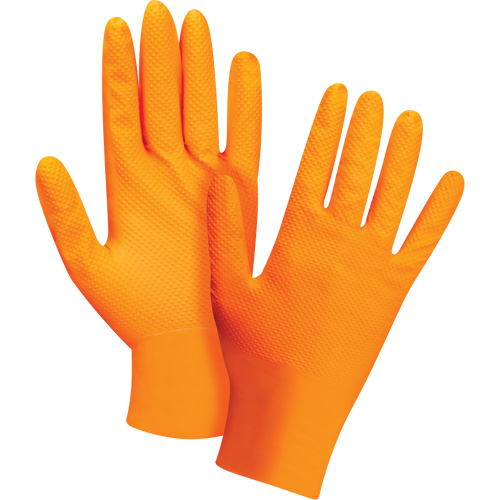 Heavyweight Tactile Grip Examination Gloves, 2X-Large, Nitrile, 8-mil, Powder-Free, Orange, Class 2 Mukwa Safety Services