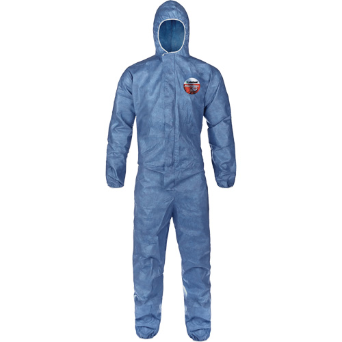 Hooded Coveralls, Large, Blue, MicroMax&reg; VP Mukwa Safety Services