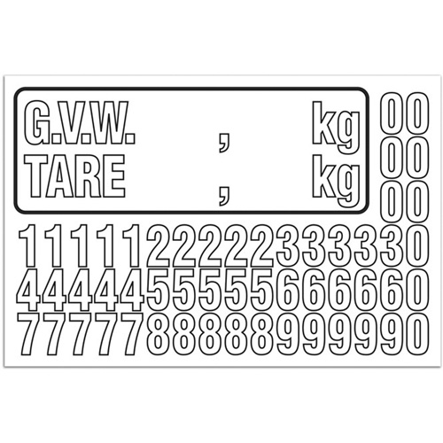 G.V.W. Truck Number Kit, Assorted Numbers/Letters/Punctuation, White Mukwa Safety Services