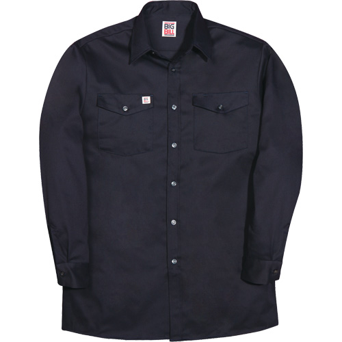 Long-Sleeve Industrial Work Shirt, Men's, Small, Navy Blue Mukwa Safety Services