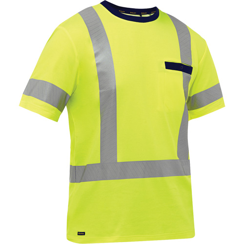 Bisley&reg; X-Back Short Sleeve Shirt, Poly-Cotton, Small, High Visibility Lime-Yellow Mukwa Safety Services