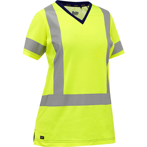 Bisley&reg; Women's X-Back Short Sleeve Shirt, Poly-Cotton, Small, High Visibility Lime-Yellow Mukwa Safety Services