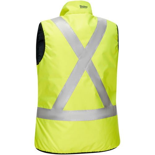 Veste bouffante, enveloppante et r&eacute;versible avec X au dos Bisley pour femmes, Jaune lime haute visibilit&eacute;, Petit, Polyester Mukwa Safety Services