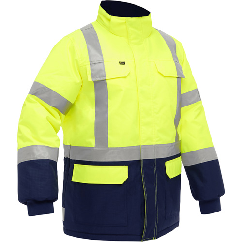 Bisley&reg; X-Back Extreme Cold Jacket with Navy Bottom, Polyester, High Visibility Lime-Yellow, X-Large Mukwa Safety Services