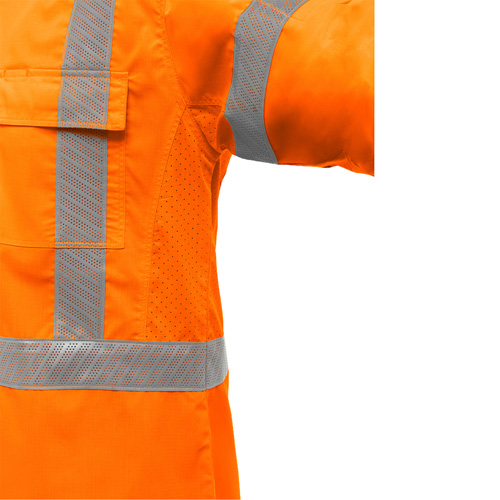 Bisley&reg; X-Back Long Sleeve Work Shirt with X-Airflow, Poly-Cotton, Small, High Visibility Orange Mukwa Safety Services