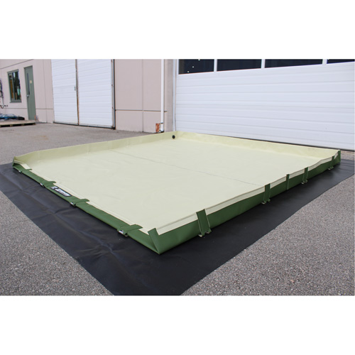 Easy-Riser Insta-Berm, 134 US gal. Capacity, 6' W x 6' L x 6" H, Hinge Bracket Mukwa Safety Services