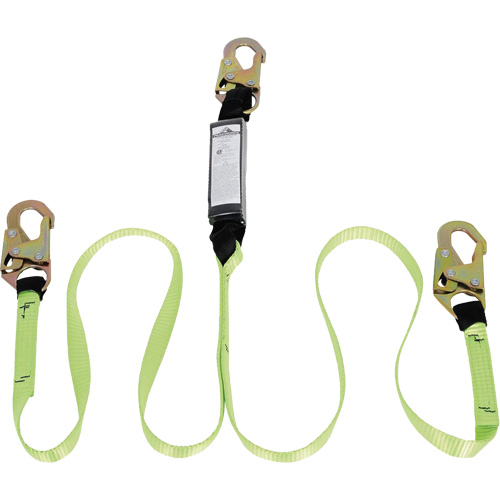 SA-54000-6 Shock Absorbing Lanyard, 6', Snap Hook Center, Snap Hook Leg Ends, Polyester Mukwa Safety Services
