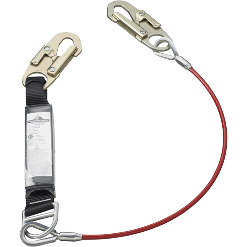 SA-5500-6 Shock Absorbing Lanyard, 6', Snap Hook Center, Snap Hook Leg Ends, Galvanized Steel Mukwa Safety Services