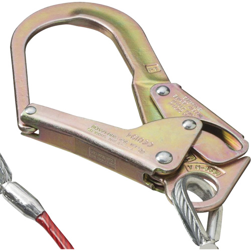 SA-55522-4 PVC-Coated Shock Absorbing Lanyard, 4', Form Hook Center, Snap Hook Leg Ends, Galvanized Steel Mukwa Safety Services