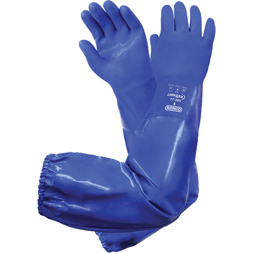 Gants triples enduits r&eacute;sistants aux produits chimiques Integra 77-395, Taille 8, 28" lo, PVC, Doublure en Coton Mukwa Safety Services