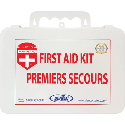 Trousse de premiers soins Shield, R&eacute;pond ou surpasse la norme CSA Z1220-24 type 2 environnements &agrave; faible risque, Petit (2-25 travailleurs) Mukwa Safety Services