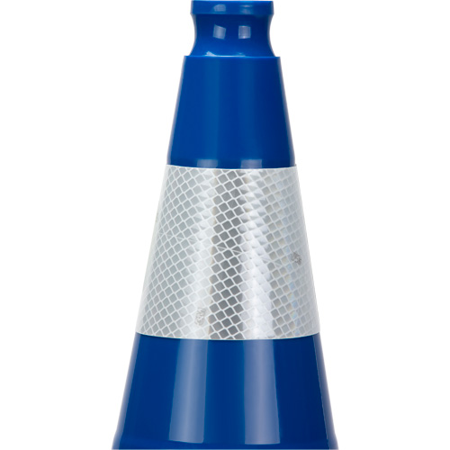 C&ocirc;ne de signalisation de premi&egrave;re qualit&eacute;, 28", Bleu, Bande(s) r&eacute;fl&eacute;chissante(s) 4" Mukwa Safety Services