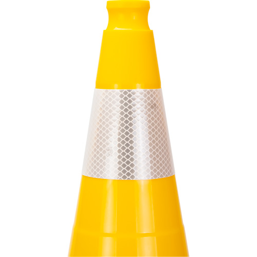 Premium Traffic Cone, 28", Yellow, 4" Reflective Collar(s) Mukwa Safety Services