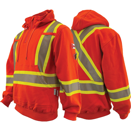 Atlas Guardian&reg; FR/AR Quarter-Zip Hoodies, Men's, X-Small, High Visibility Orange, 18 cal/cm² Mukwa Safety Services