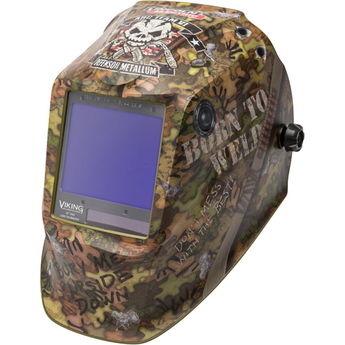 VIKING 3350 Born To Weld Welding Helmet, 3.74" L x 3.34" W View Area, 5 - 13 Shade Range Mukwa Safety Services