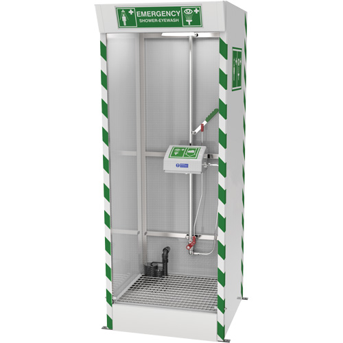 Emergency Cubicle Shower & Covered Eye & Face Wash with Sump Pump Mukwa Safety Services