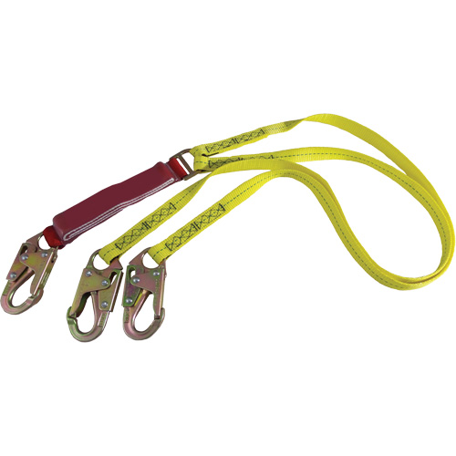 External Energy Absorber Lanyard with 3/4" Hooks, 6', Snap Hook Center, Snap Hook Leg Ends, Polyester Mukwa Safety Services