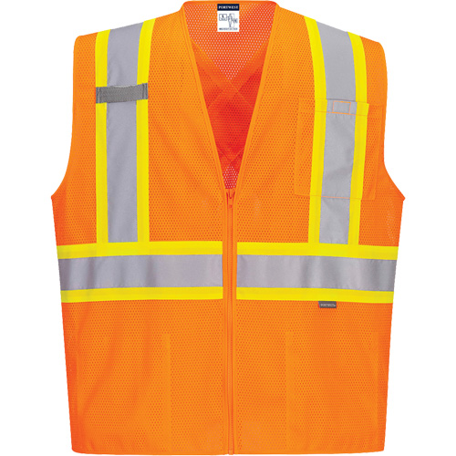 Veste de s&eacute;curit&eacute; &agrave; bandes contrastantes, Orange haute visibilit&eacute;, Petit, Polyester Mukwa Safety Services