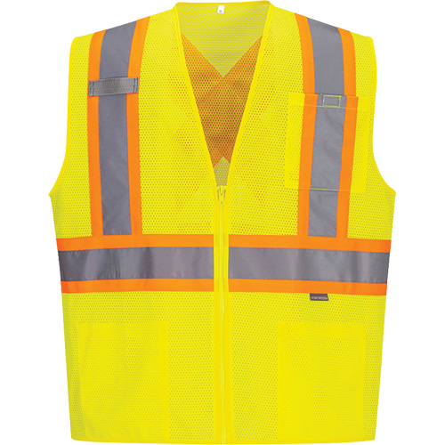 Veste de s&eacute;curit&eacute; &agrave; bandes contrastantes, Jaune lime haute visibilit&eacute;, Petit, Polyester Mukwa Safety Services