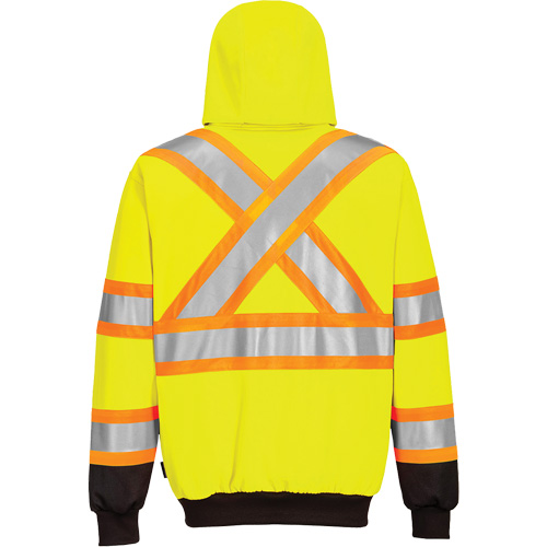 Chandail de s&eacute;curit&eacute; &agrave; capuchon avec bandes contrastantes, Petit, Noir/Jaune lime haute visibilit&eacute; Mukwa Safety Services