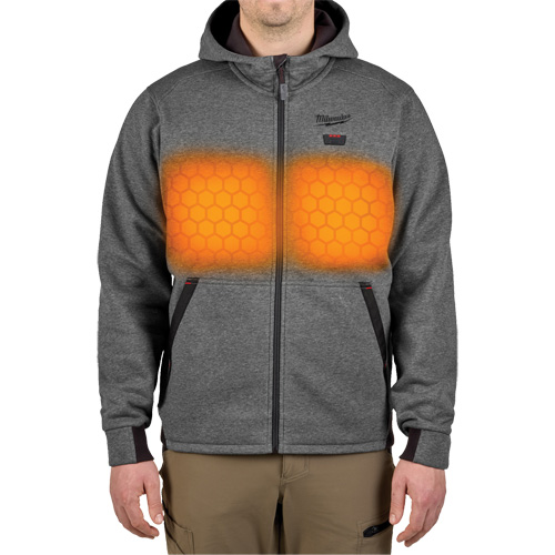M12 Heated Hoodie with Battery, Men's, Large, Grey, Poly-Cotton Mukwa Safety Services