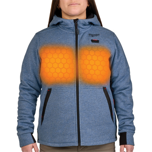 M12 Heated Hoodie with Battery, Women's, X-Large, Blue, Poly-Cotton Mukwa Safety Services