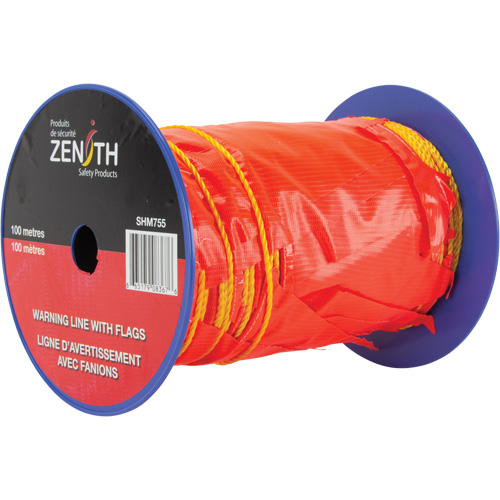 Warning Line with Flags, 328' L, Orange/Yellow Mukwa Safety Services