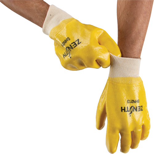 Rough-Finish Chemical-Resistant Gloves, Size 9, 10" L, PVC, Interlock Inner Lining, 47-mil Mukwa Safety Services