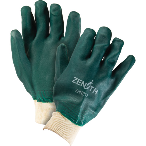 Double Dipped Green Gloves, 10" L, PVC, Cotton Jersey Inner Lining, 70-mil Mukwa Safety Services