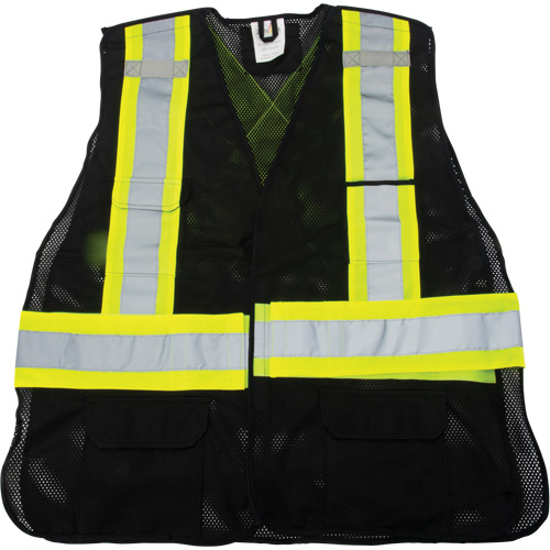 Veste d'arpenteur conforme aux normes de la CSA, Noir, Moyen, Polyester Mukwa Safety Services