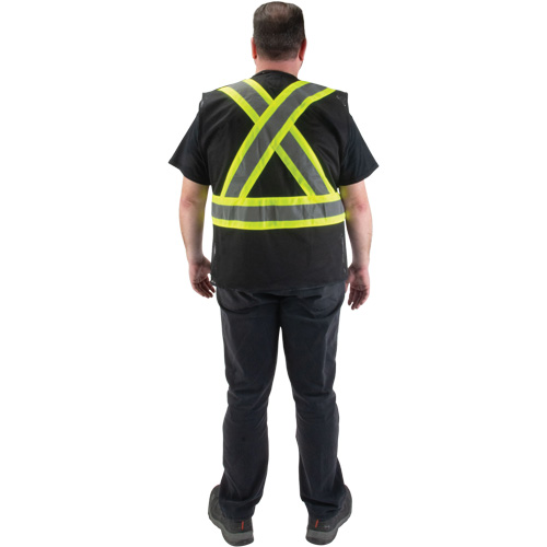 Veste d'arpenteur conforme aux normes de la CSA, Noir, Moyen, Polyester Mukwa Safety Services
