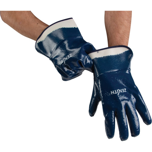 Heavyweight Safety Cuff Gloves, 11/2X-Large, Nitrile Coating, Cotton Shell Mukwa Safety Services
