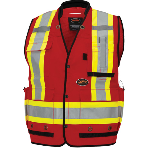 6678 Veste d'arpenteur antimicrobienne haute visibilit&eacute; avec dos en maille, Rouge, Petit, Polyester Mukwa Safety Services