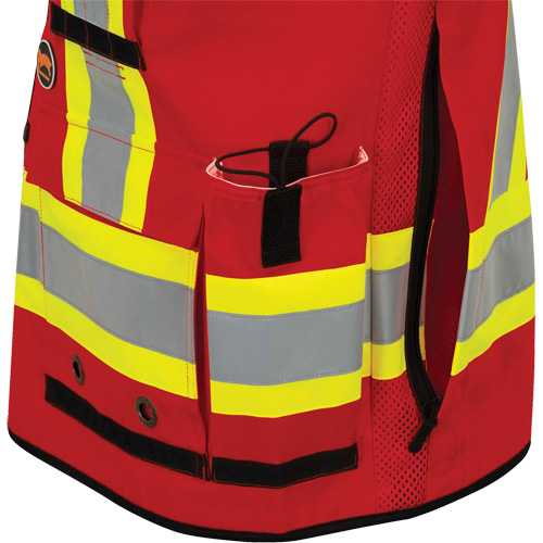 6678 Veste d'arpenteur antimicrobienne haute visibilit&eacute; avec dos en maille, Rouge, Petit, Polyester Mukwa Safety Services